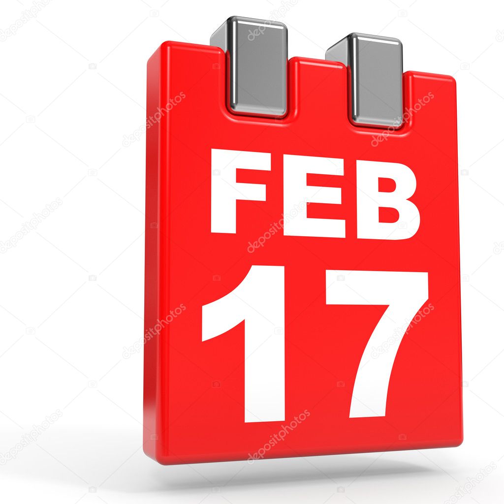 February 17. Calendar on white background.