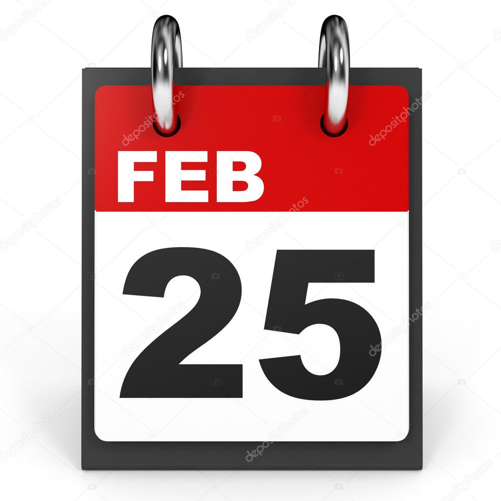 February 25. Calendar on white background. — Stock Photo © iCreative3D  #125385570