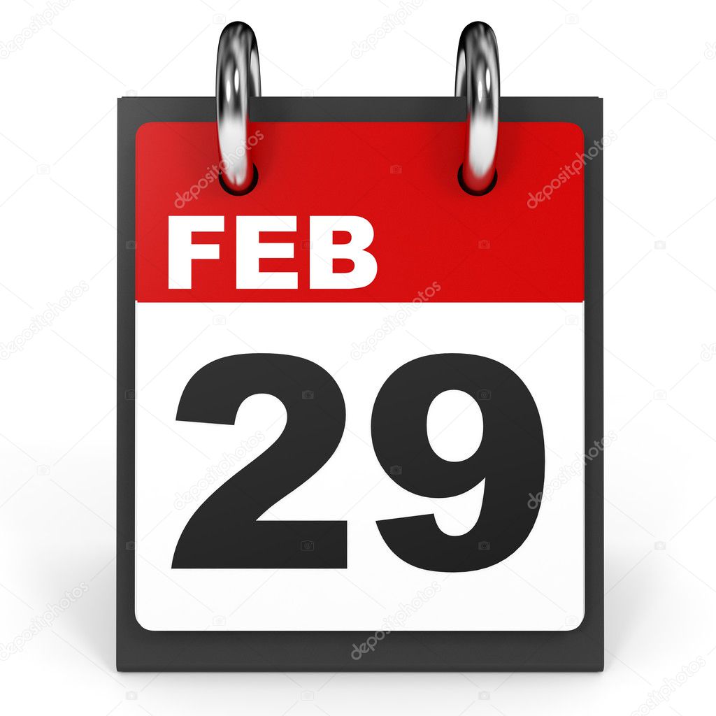 February 29. Calendar on white background.