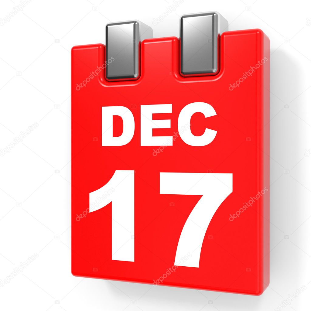 December 17. Calendar on white background.