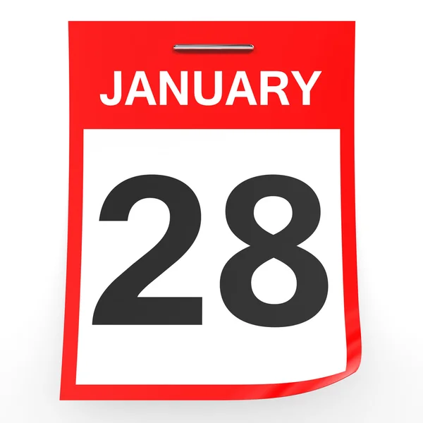 28 januari. Kalender op witte achtergrond. — Stockfoto