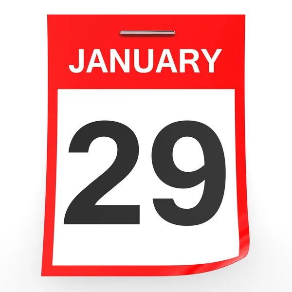 29 de enero. Calendario sobre fondo blanco . —  Fotos de Stock