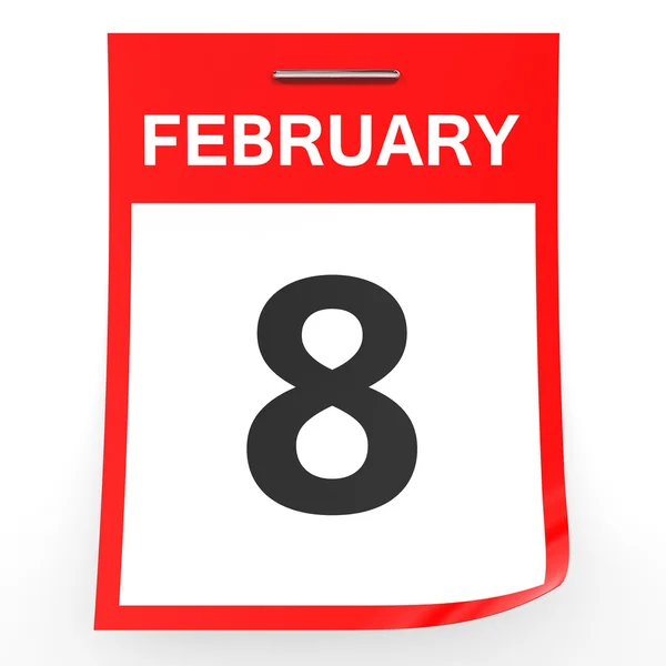 February 8. Calendar on white background. — Stock Photo, Image