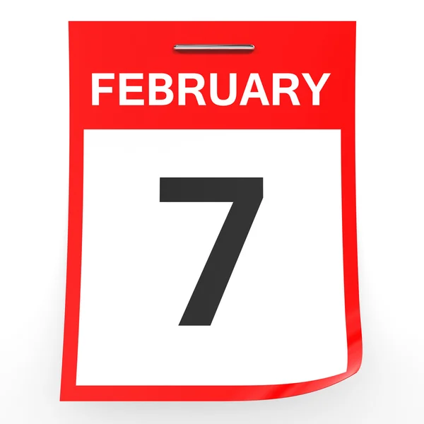 7 de febrero. Calendario sobre fondo blanco . — Foto de Stock