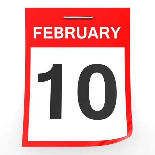 February 10. Calendar on white background. — Stock Photo, Image