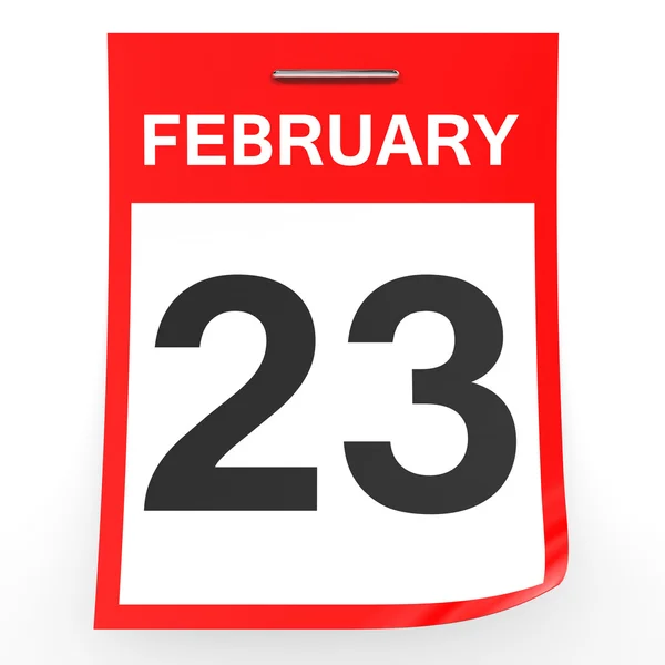 23 februari. Kalender på vit bakgrund. — Stockfoto