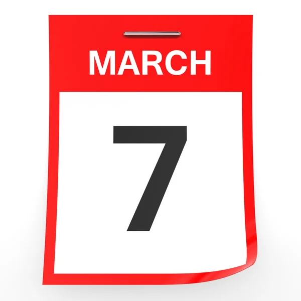 7. März Kalender auf weißem Hintergrund. — Stockfoto