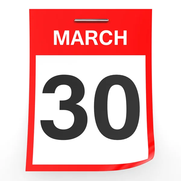 March 30. Calendar on white background. — Stock Photo, Image