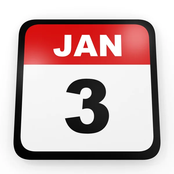 3 de enero. Calendario sobre fondo blanco . — Foto de Stock