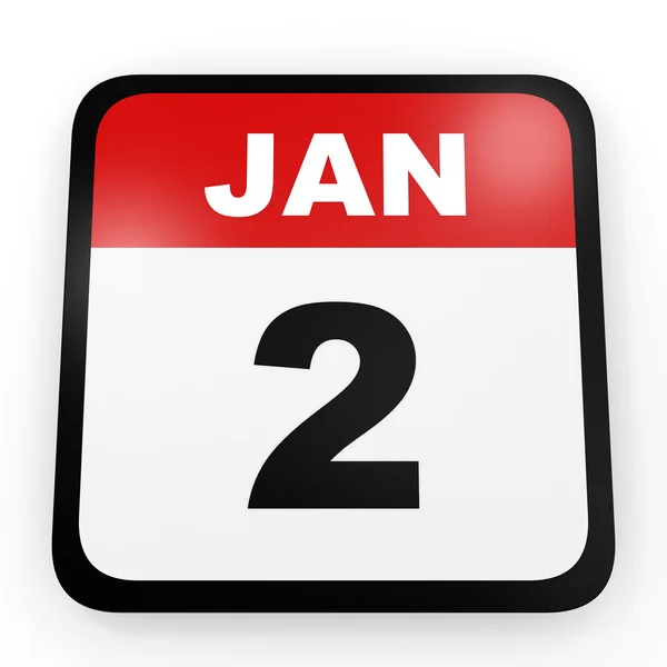 2 Ιανουαρίου. Ημερολόγιο σε λευκό φόντο. — Φωτογραφία Αρχείου