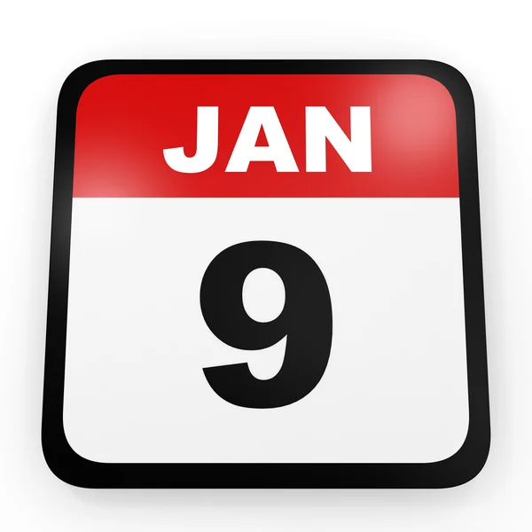 9. ledna. Kalendář na bílém pozadí. — Stock fotografie