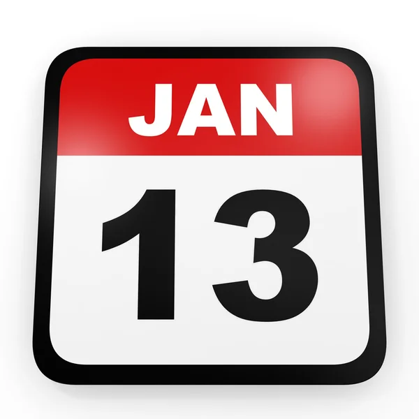 13 Ιανουαρίου. Ημερολόγιο σε λευκό φόντο. — Φωτογραφία Αρχείου