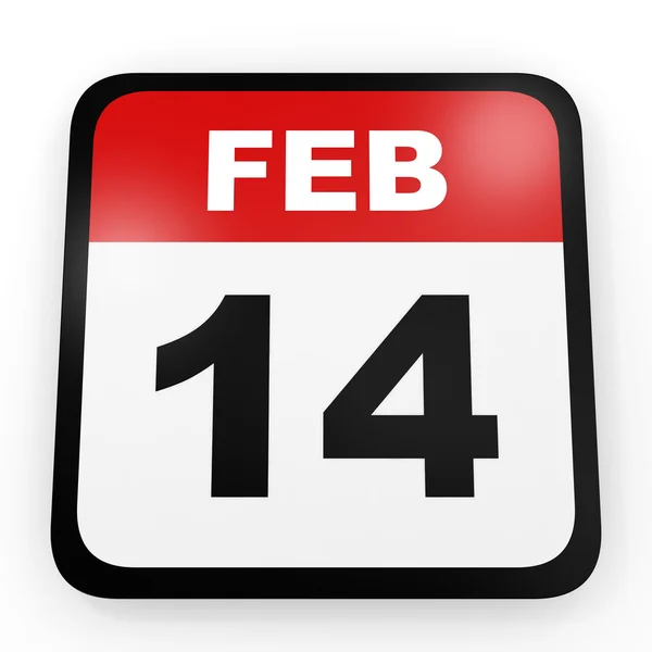14 de Fevereiro. Calendário sobre fundo branco . — Fotografia de Stock