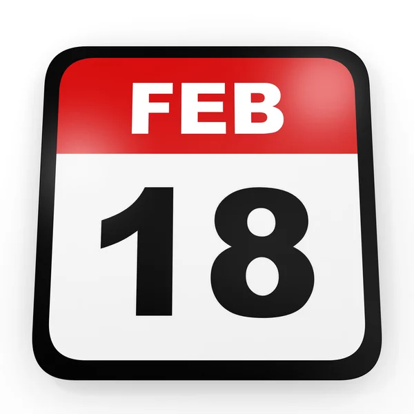 18 febbraio. Calendario su sfondo bianco . — Foto Stock
