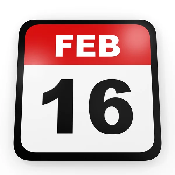 16 febbraio. Calendario su sfondo bianco . — Foto Stock