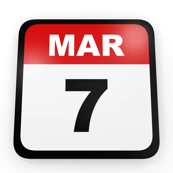 Il 7 marzo. Calendario su sfondo bianco . — Foto Stock