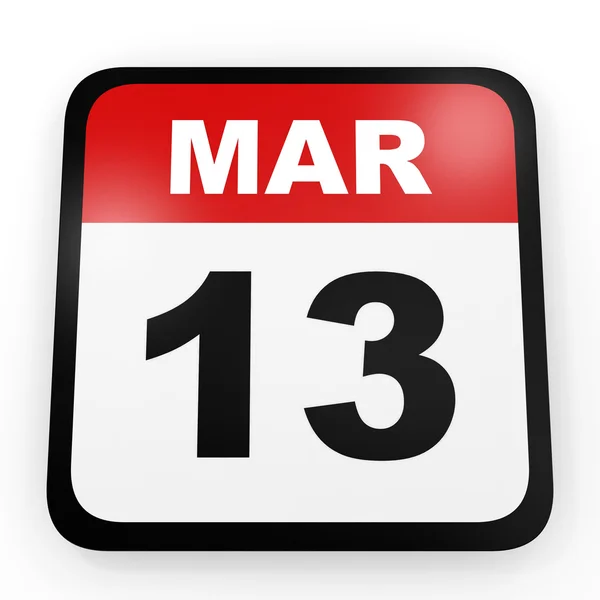 13 de marzo. Calendario sobre fondo blanco . —  Fotos de Stock