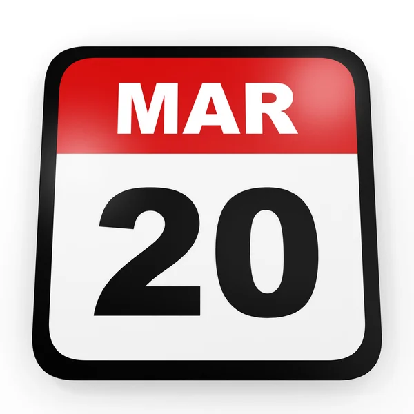 March 20. Calendar on white background. — Stock Photo, Image