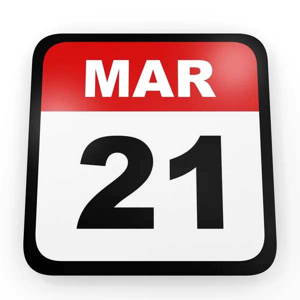 21 mars. Kalender på vit bakgrund. — Stockfoto