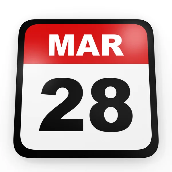 28 марта. календарь на белом фоне . — стоковое фото