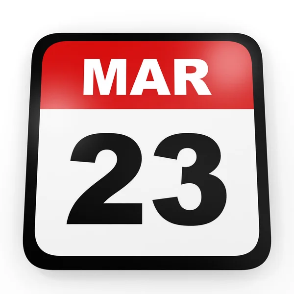23. března. Kalendář na bílém pozadí. — Stock fotografie