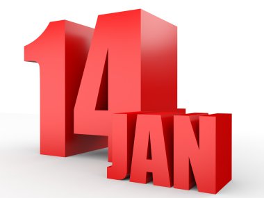 14 Ocak. Beyaz arka plan üzerinde metin.