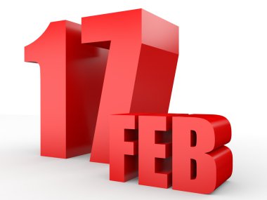 17 Şubat. Beyaz arka plan üzerinde metin.