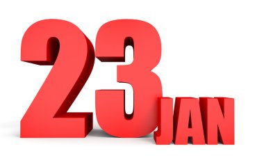 23 Ocak. Beyaz arka plan üzerinde metin.