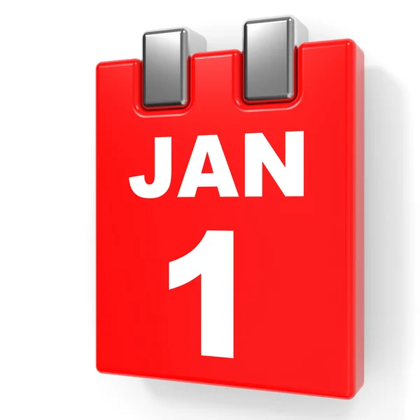 1. ledna. Kalendář na bílém pozadí. — Stock fotografie