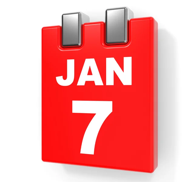 7. Januar Kalender auf weißem Hintergrund. — Stockfoto