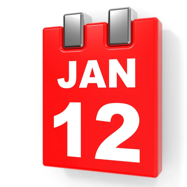 12 de enero. Calendario sobre fondo blanco . — Foto de Stock