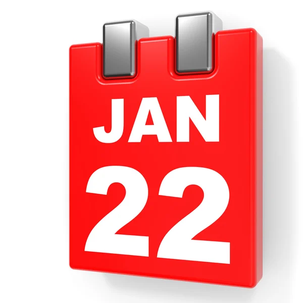 22 januari. Kalender op witte achtergrond. — Stockfoto