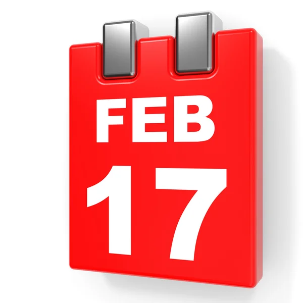 17 de febrero. Calendario sobre fondo blanco . — Foto de Stock