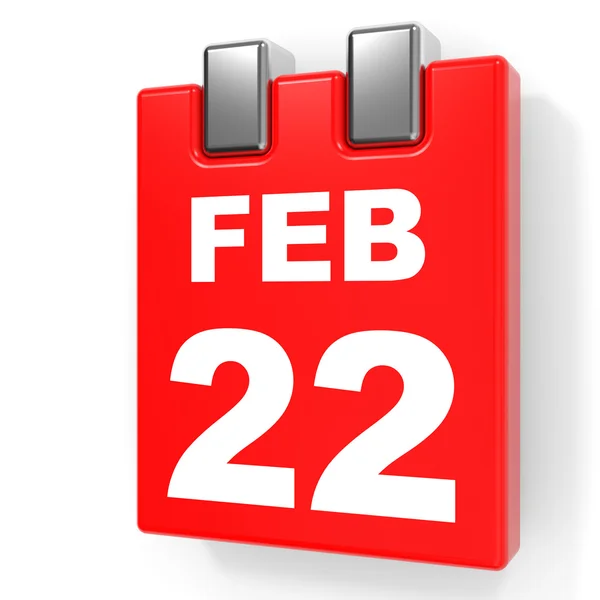 22. února. Kalendář na bílém pozadí. — Stock fotografie