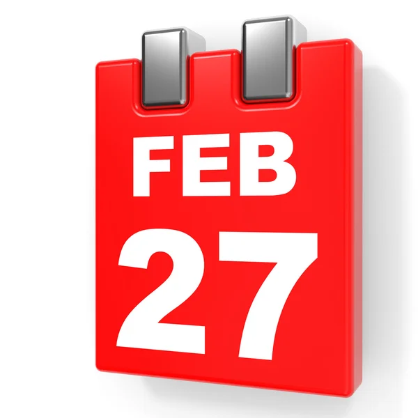 27 febbraio. Calendario su sfondo bianco . — Foto Stock