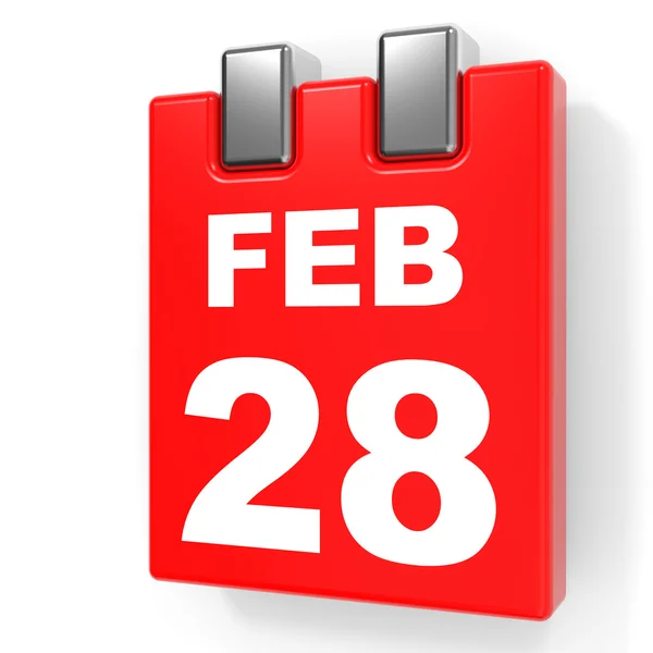 28 febbraio. Calendario su sfondo bianco . — Foto Stock