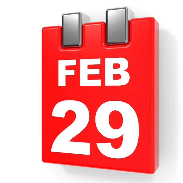 29 febbraio. Calendario su sfondo bianco . — Foto Stock