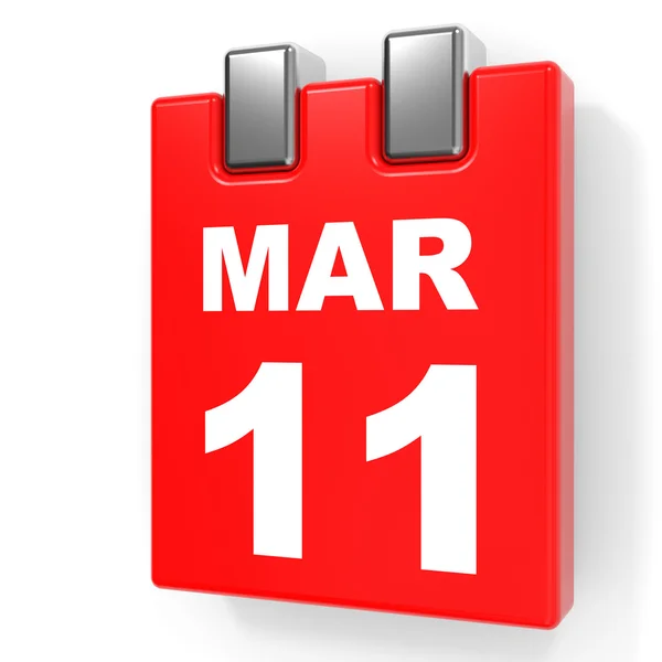 11 maart. Kalender op witte achtergrond. — Stockfoto