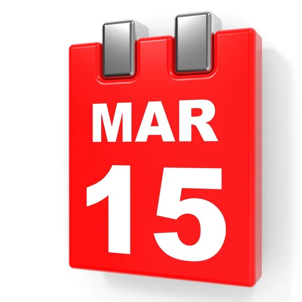 15 marzo. Calendario su sfondo bianco . — Foto Stock