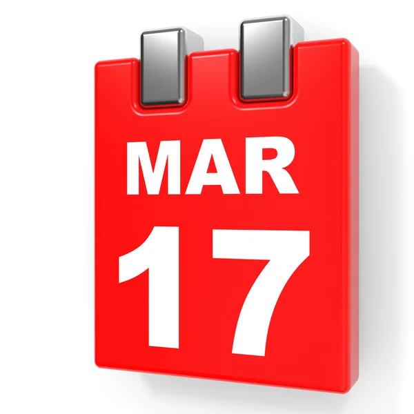 17 marca. Kalendarz na białym tle. — Zdjęcie stockowe