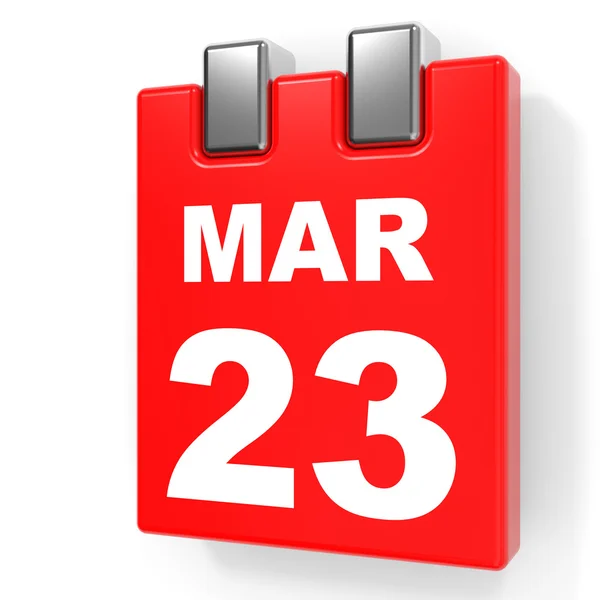 23 marca. Kalendarz na białym tle. — Zdjęcie stockowe