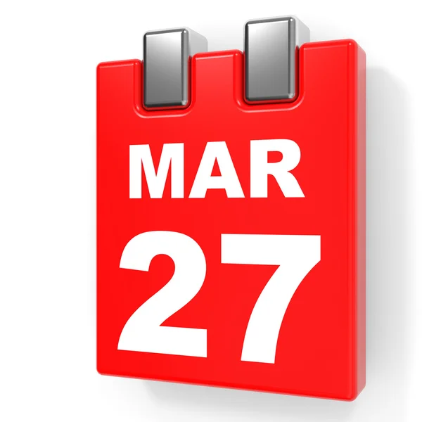 27. března. Kalendář na bílém pozadí. — Stock fotografie