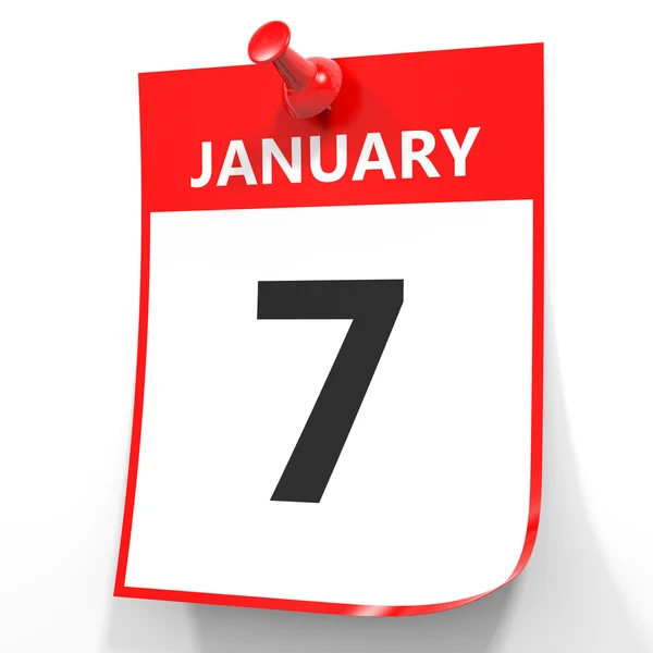 7 Ιανουαρίου. Ημερολόγιο σε λευκό φόντο. — Φωτογραφία Αρχείου