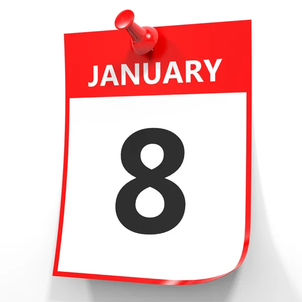 January 8. Calendar on white background. — Stock Photo, Image