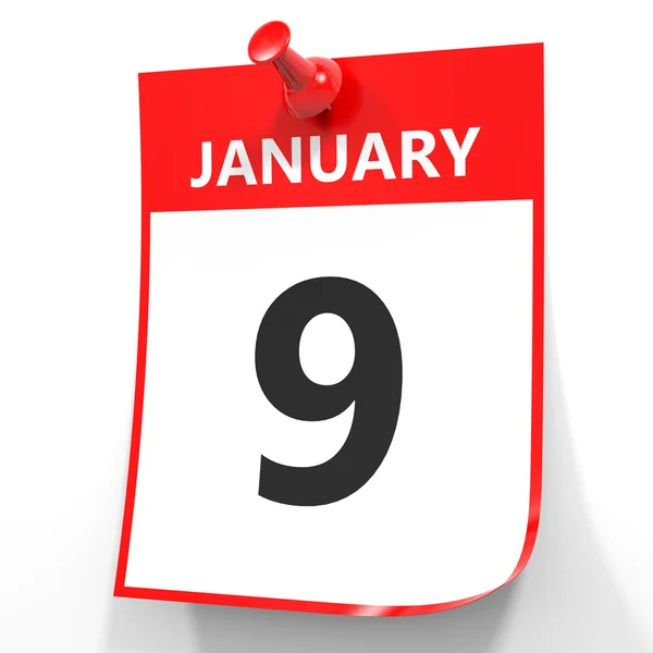 9 Ιανουαρίου. Ημερολόγιο σε λευκό φόντο. — Φωτογραφία Αρχείου