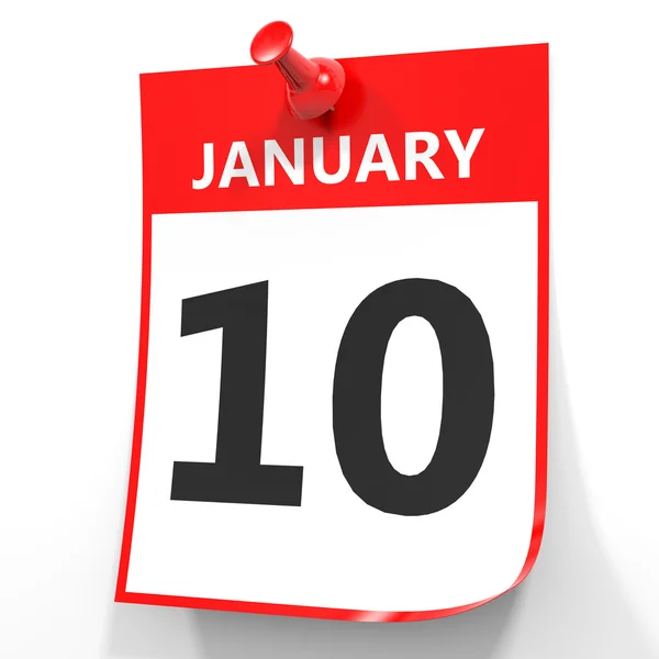 10 januari. Kalender op witte achtergrond. — Stockfoto