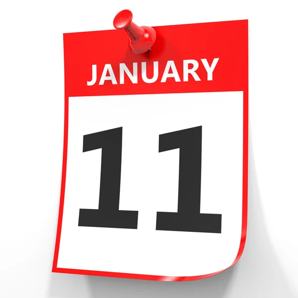 11 januari. Kalender op witte achtergrond. — Stockfoto