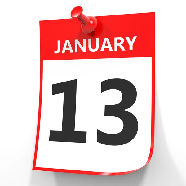 13 stycznia. Kalendarz na białym tle. — Zdjęcie stockowe