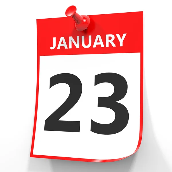 23 Januari. Kalender pada latar belakang putih . — Stok Foto