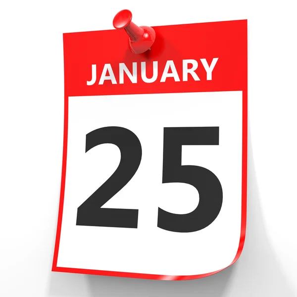 25. ledna. Kalendář na bílém pozadí. — Stock fotografie